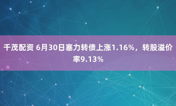 千茂配资 6月30日塞力转债上涨1.16%，转股溢价率9.13%